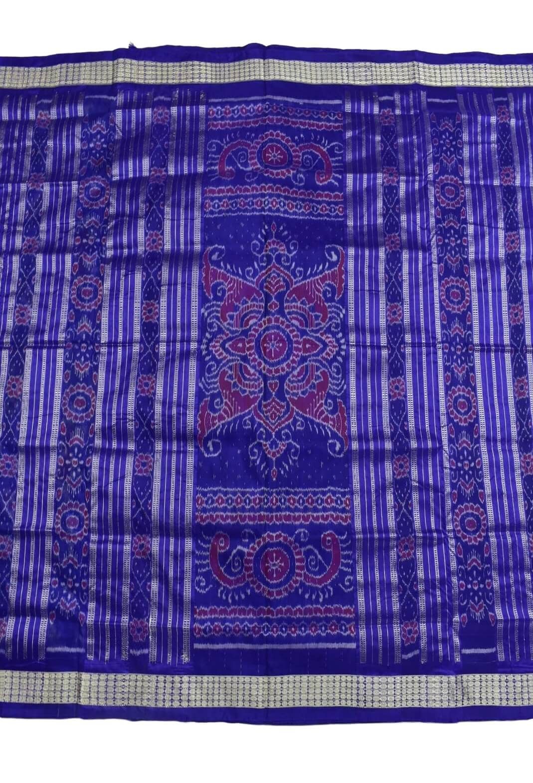 Sky Blue Colour Sambalpuri Handloom Bandha Silk Saree - Image 2