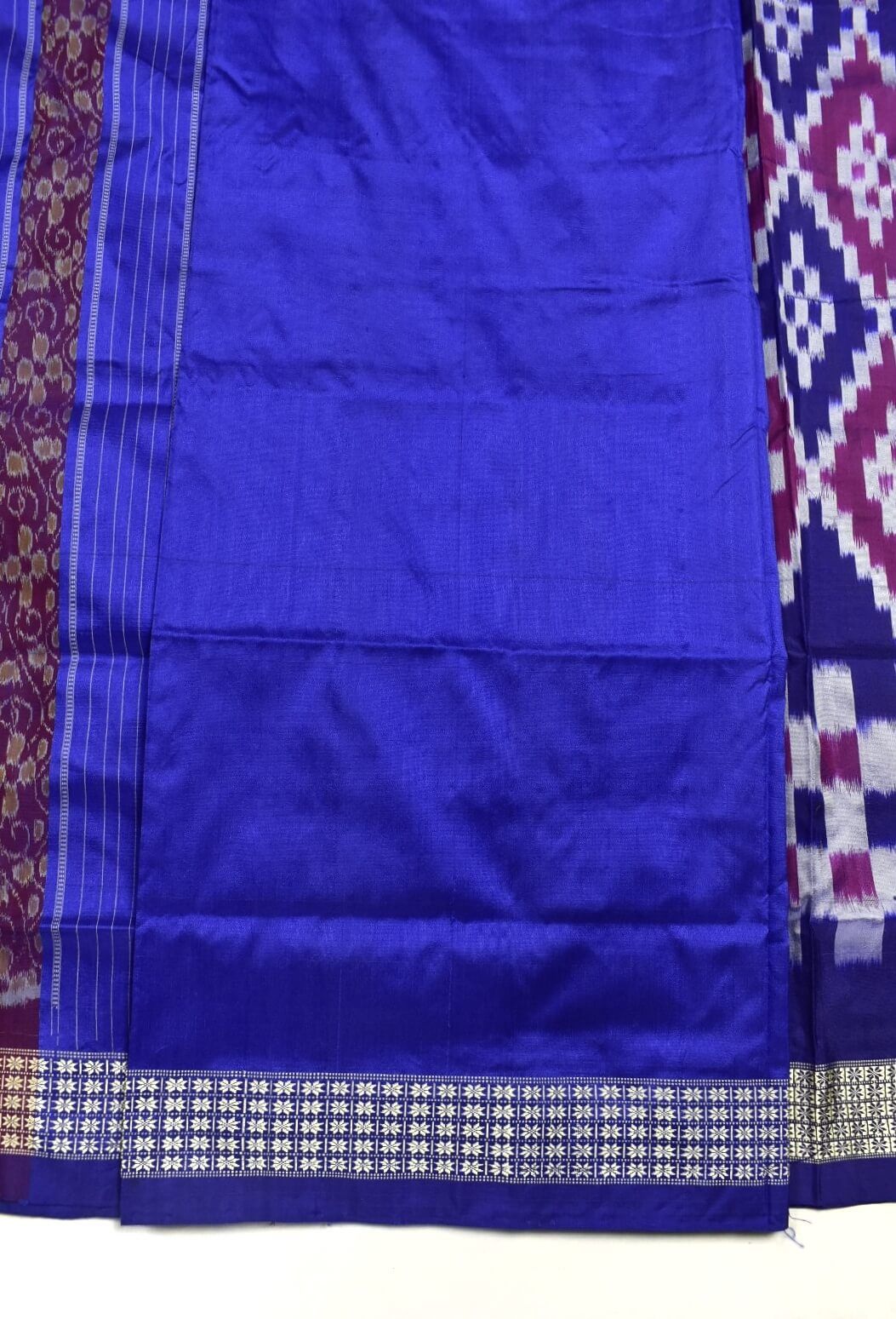 Blue-Purple Combination Pasapali Design Sambalpuri Handloom Bandha Silk Saree - Image 5