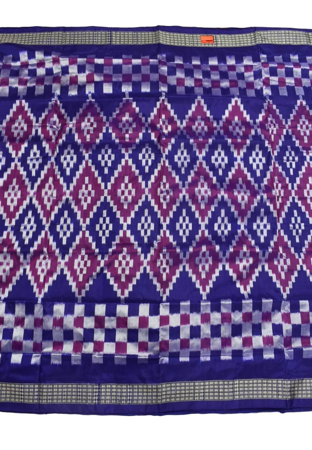 Blue-Purple Combination Pasapali Design Sambalpuri Handloom Bandha Silk Saree