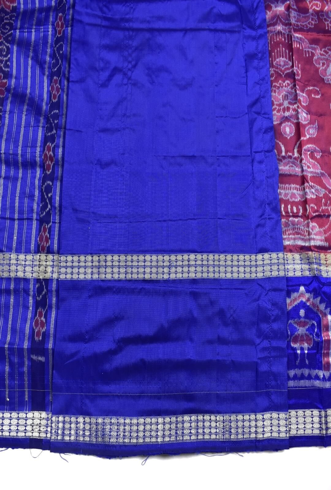 Fuchsia Colour Double Border Sambalpuri Handloom Bandha Silk Saree - Image 5