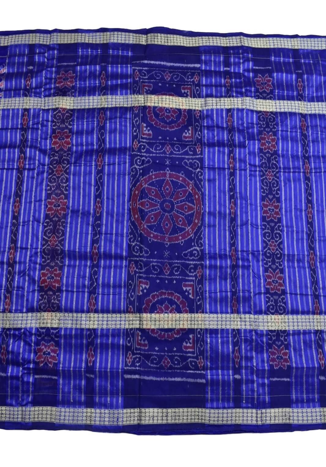 Fuchsia Colour Double Border Sambalpuri Handloom Bandha Silk Saree - Image 2