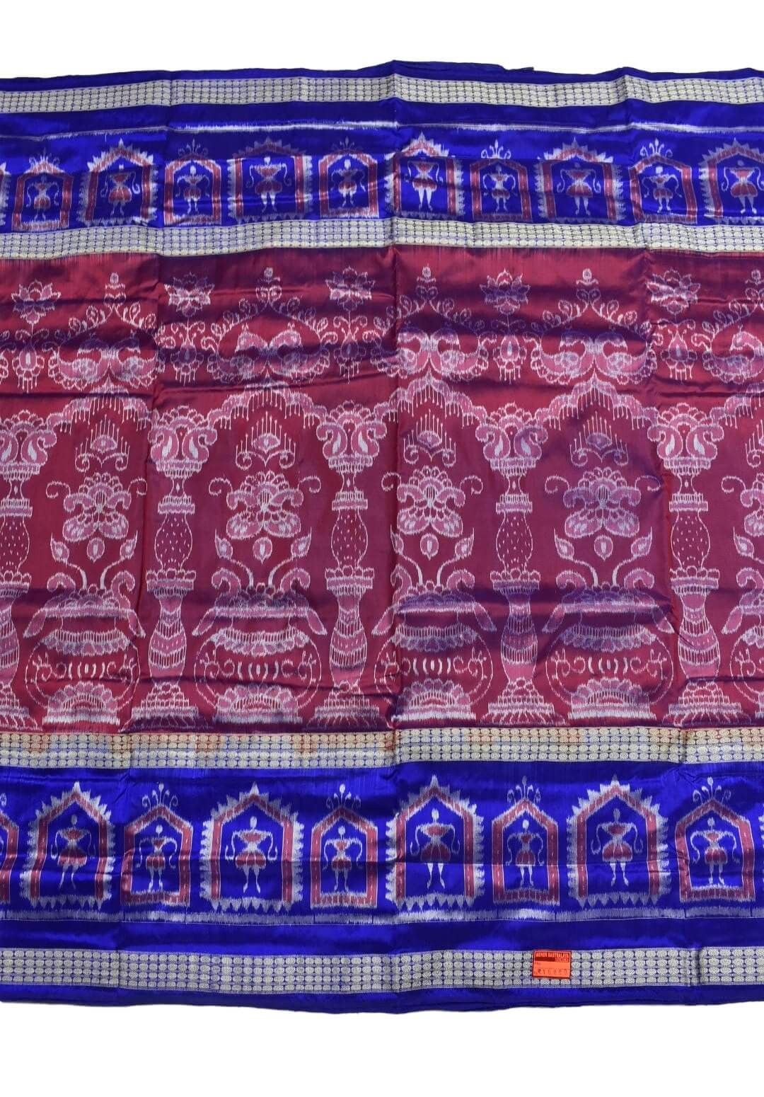 Fuchsia Colour Double Border Sambalpuri Handloom Bandha Silk Saree