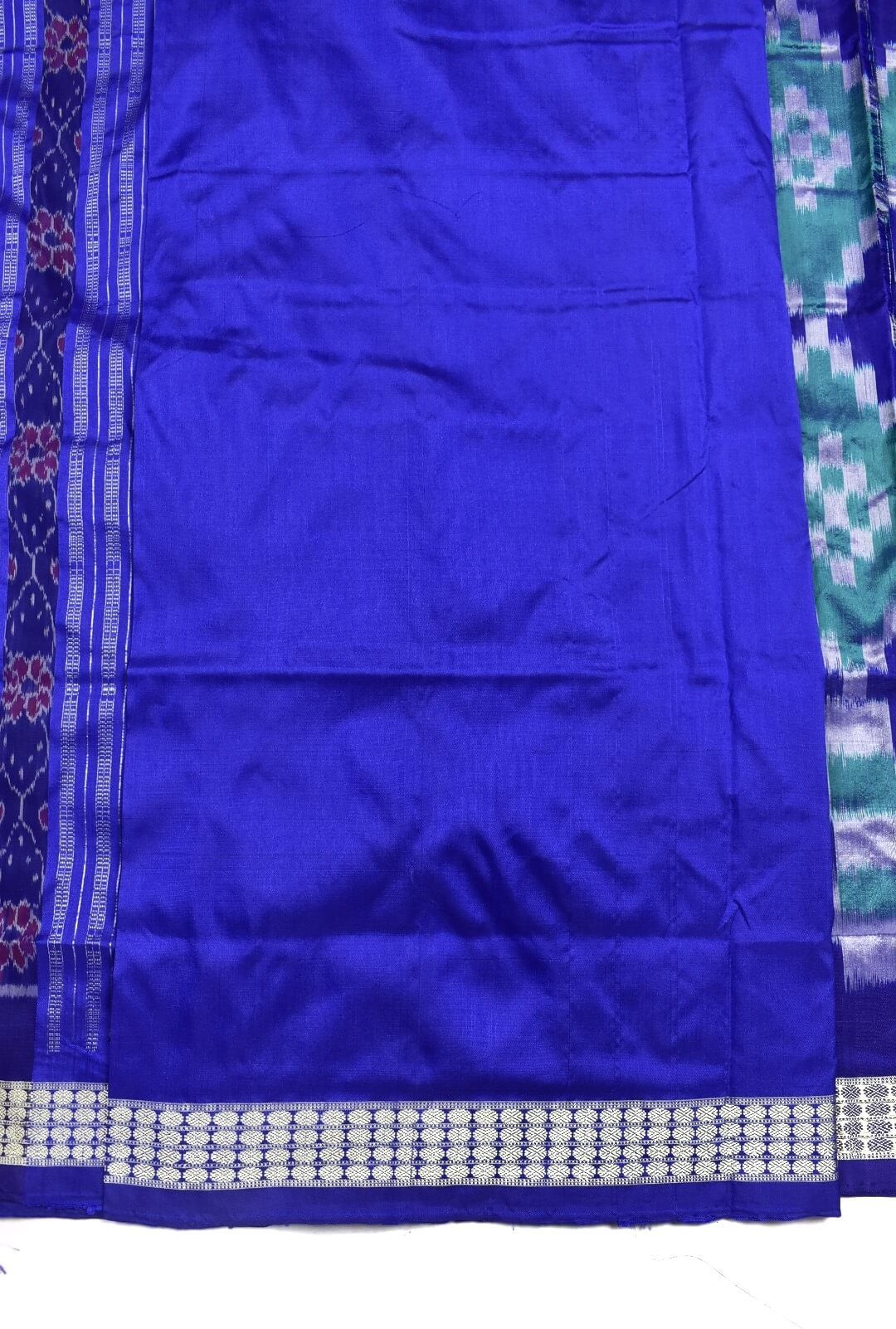 Ramagreen-Blue Combination Pasapali Design Sambalpuri Handloom Bandha Silk Saree - Image 5
