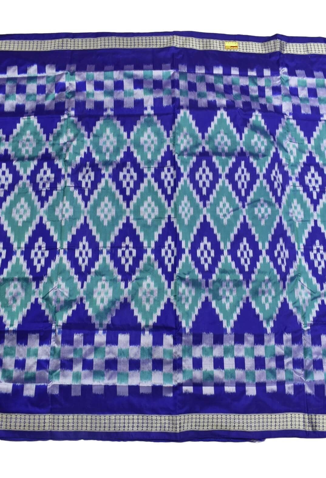 Ramagreen-Blue Combination Pasapali Design Sambalpuri Handloom Bandha Silk Saree