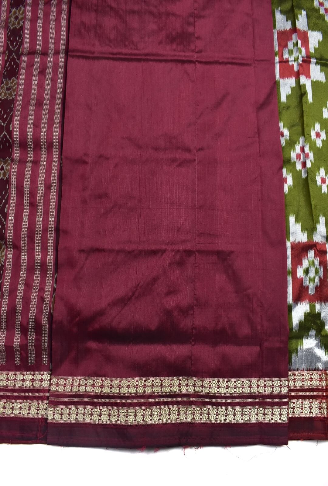 Mahendi Colour Pasapali Design Sambalpuri Handloom Bandha Silk Saree - Image 5