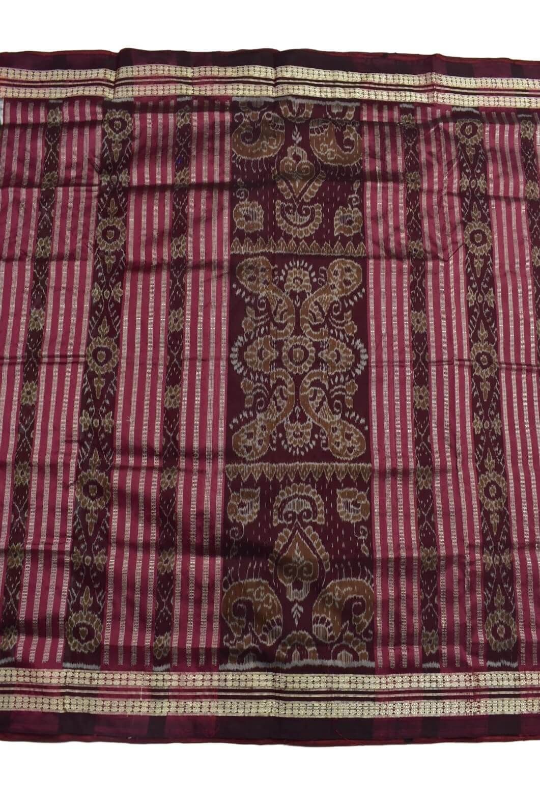 Mahendi Colour Pasapali Design Sambalpuri Handloom Bandha Silk Saree - Image 2