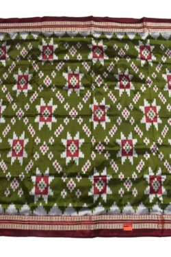 Mahendi Colour Pasapali Design Sambalpuri Handloom Bandha Silk Saree