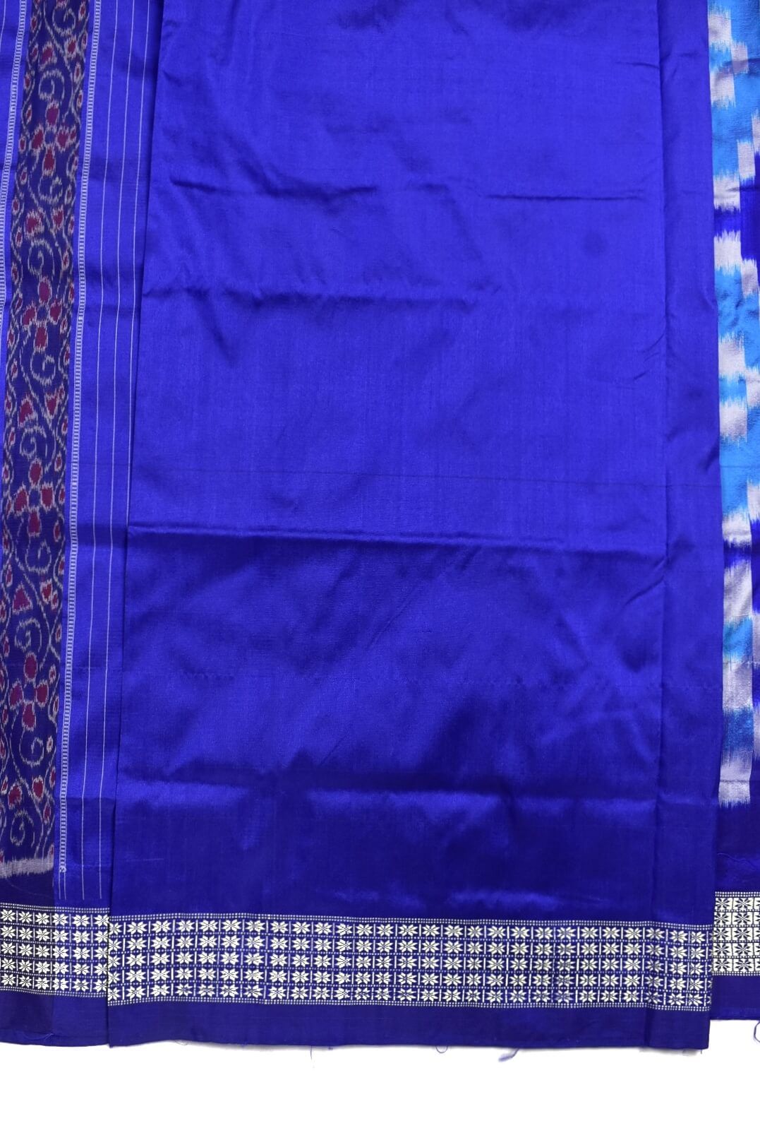 Sky-Blue Colour Pasapali Design Sambalpuri Handloom Bandha Silk Saree - Image 5