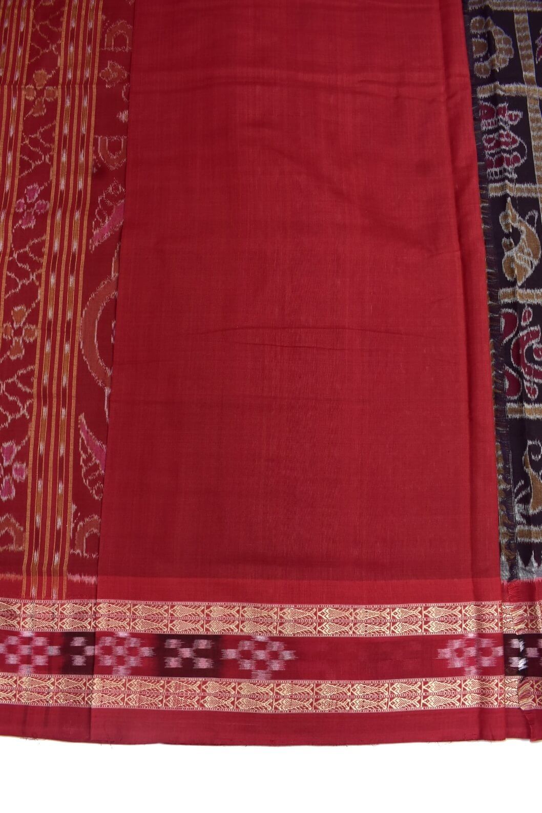 Black Colour Sambalpuri Handloom Bandha Cotton Saree - Image 5