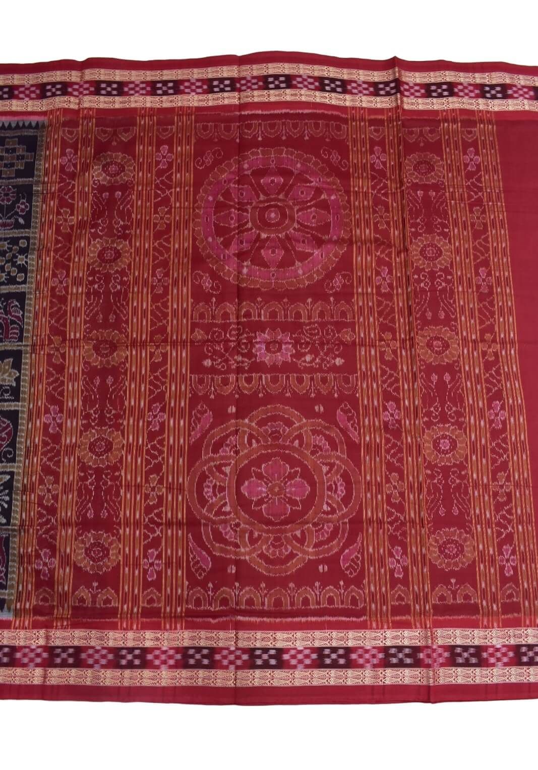 Black Colour Sambalpuri Handloom Bandha Cotton Saree - Image 2