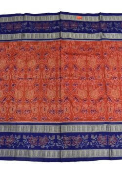 Orange-Blue Colour Sambalpuri Handloom Bandha Cotton Saree