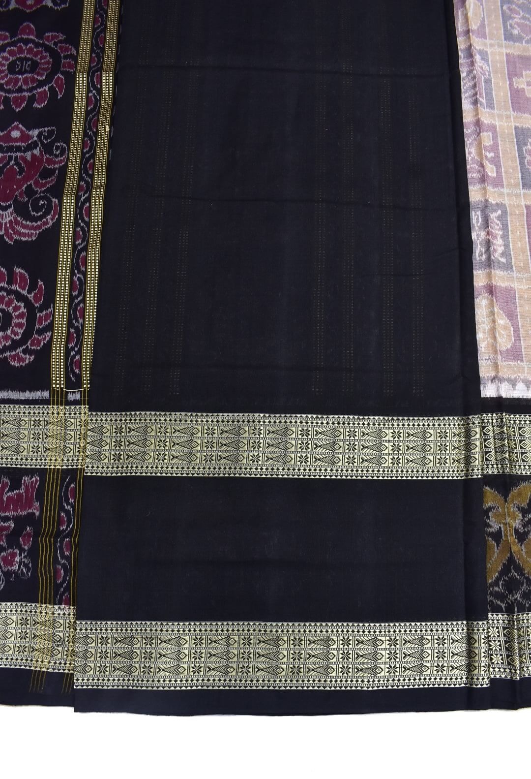 Biscuit Colour Sambalpuri Handloom Bandha Cotton Saree - Image 5