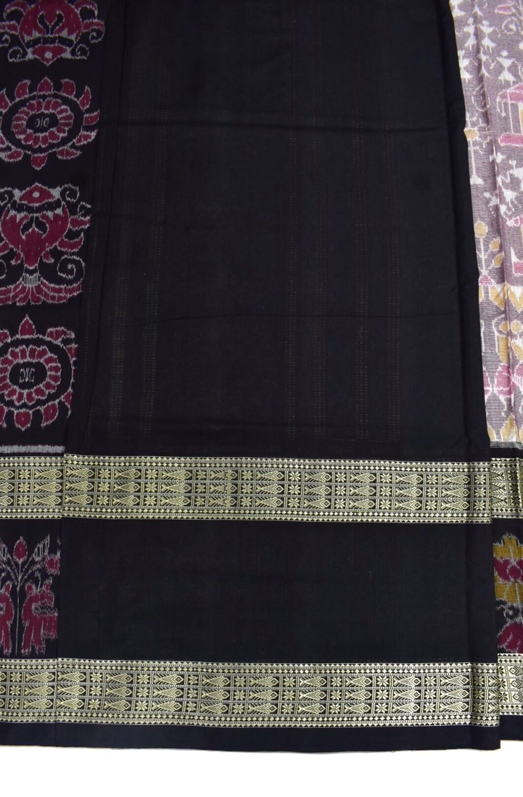 Biscuit Colour Sambalpuri Handloom Bandha Cotton Saree - Image 5