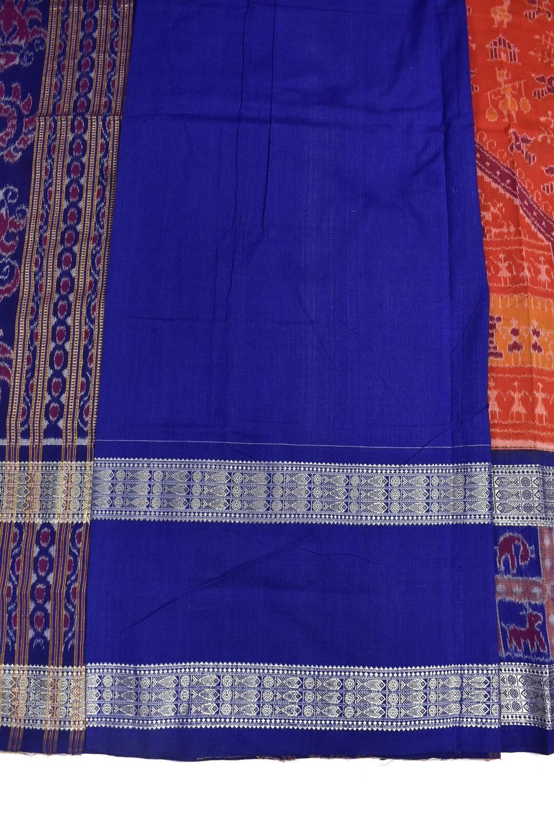 Orange Colour Sambalpuri Handloom Bandha Cotton Saree - Image 5
