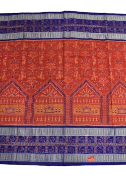 Orange Colour Sambalpuri Handloom Bandha Cotton Saree