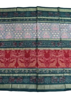 White-Red Colour Sambalpuri Handloom Bandha Cotton Saree
