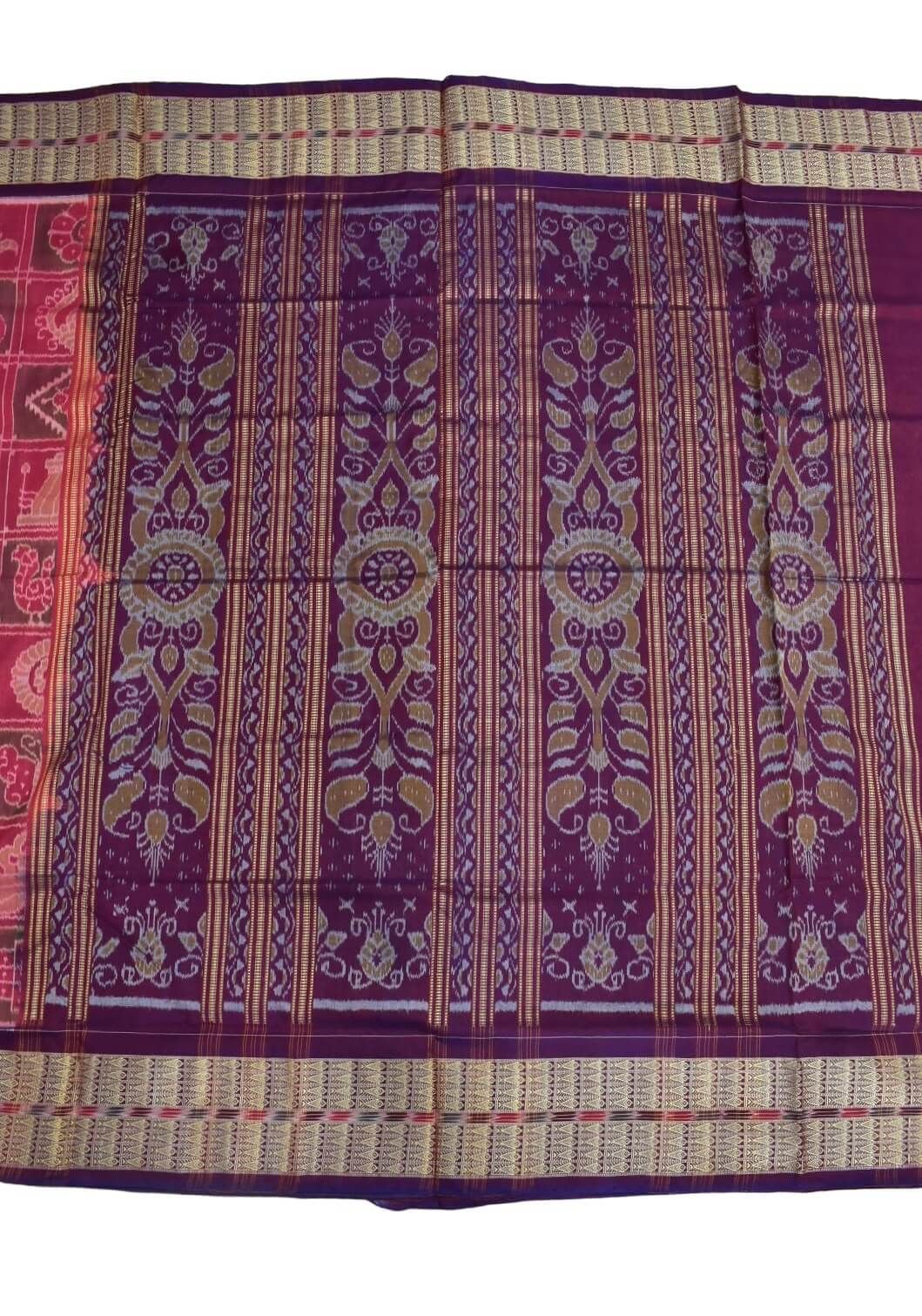 Pink Colour Sambalpuri Handloom Bandha Cotton Saree - Image 2