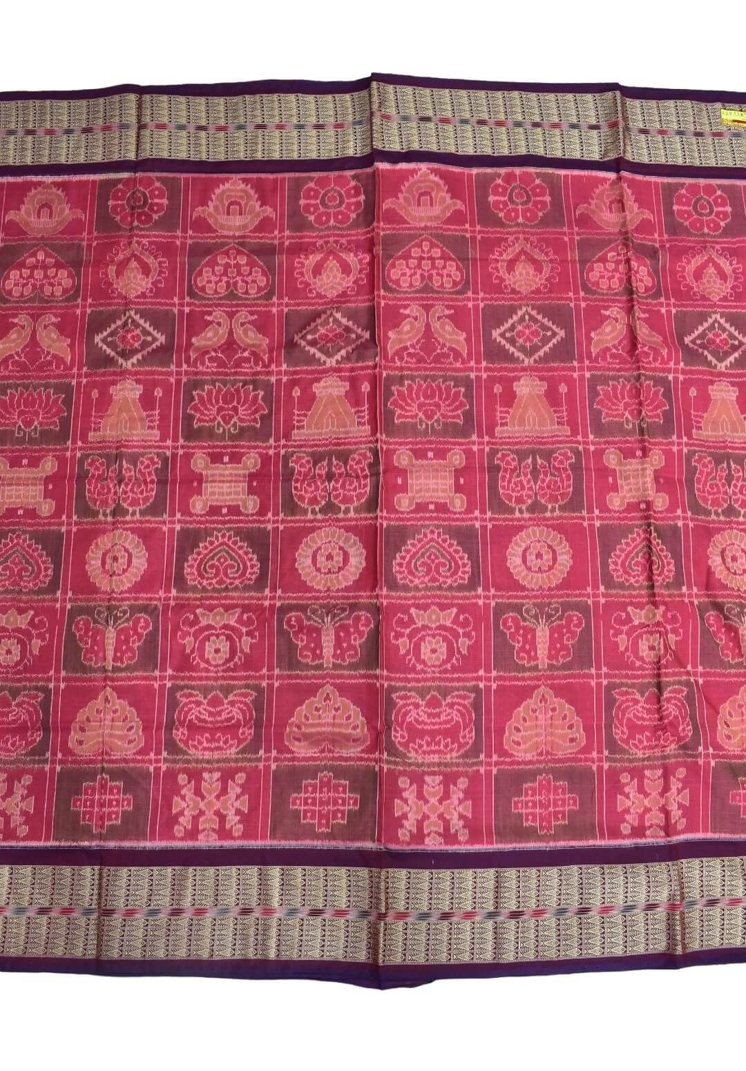 Pink Colour Sambalpuri Handloom Bandha Cotton Saree
