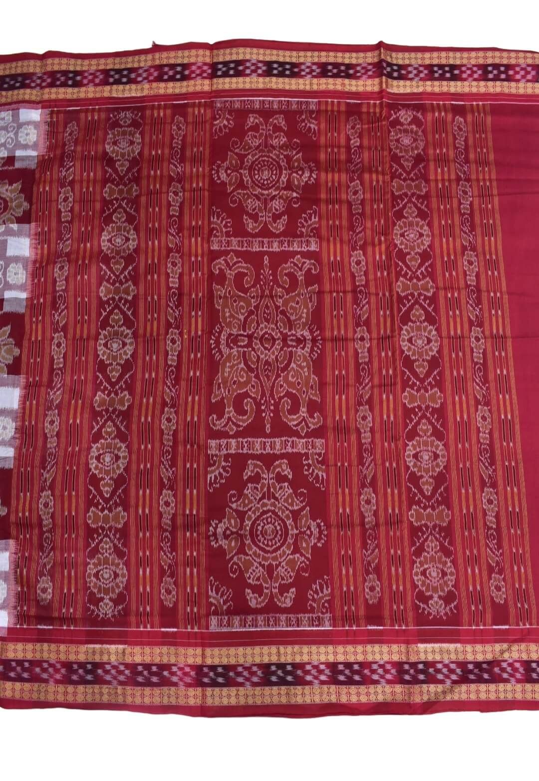Black-Red Colour Sambalpuri Handloom Bandha Cotton Saree - Image 2