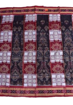 Black-Red Colour Sambalpuri Handloom Bandha Cotton Saree