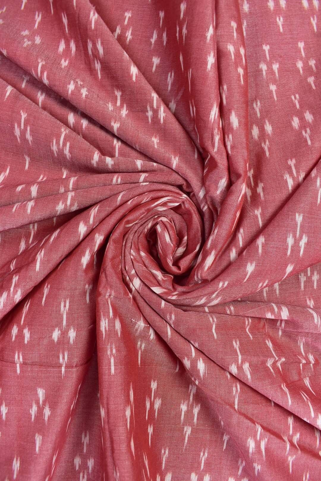 Pink Colour Ikkat Design Pochampally Handloom Cotton Fabric