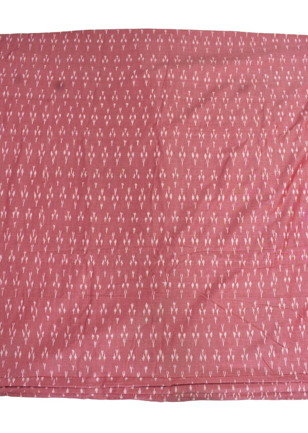 Pink Colour Ikkat Design Pochampally Handloom Cotton Fabric - Image 2