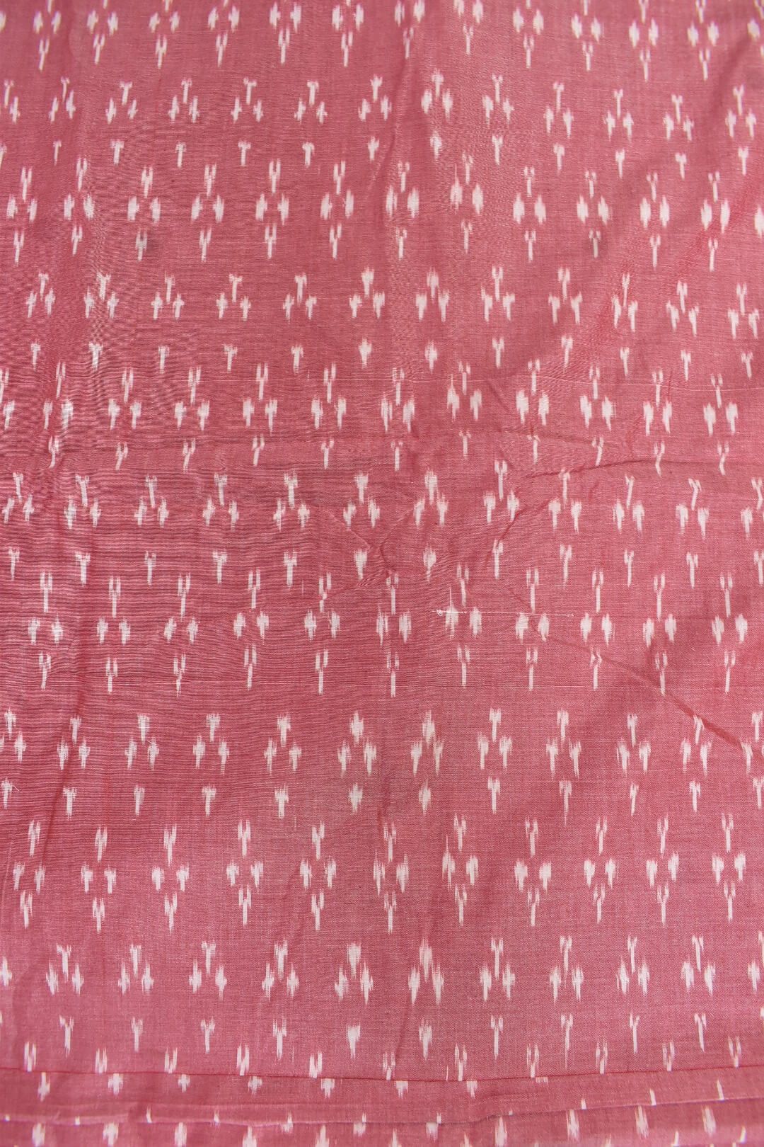 Pink Colour Ikkat Design Pochampally Handloom Cotton Fabric - Image 3