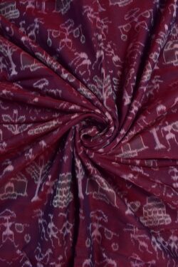 Chocolate Colour Tribal Design Sambalpuri Handloom Cotton Fabrics