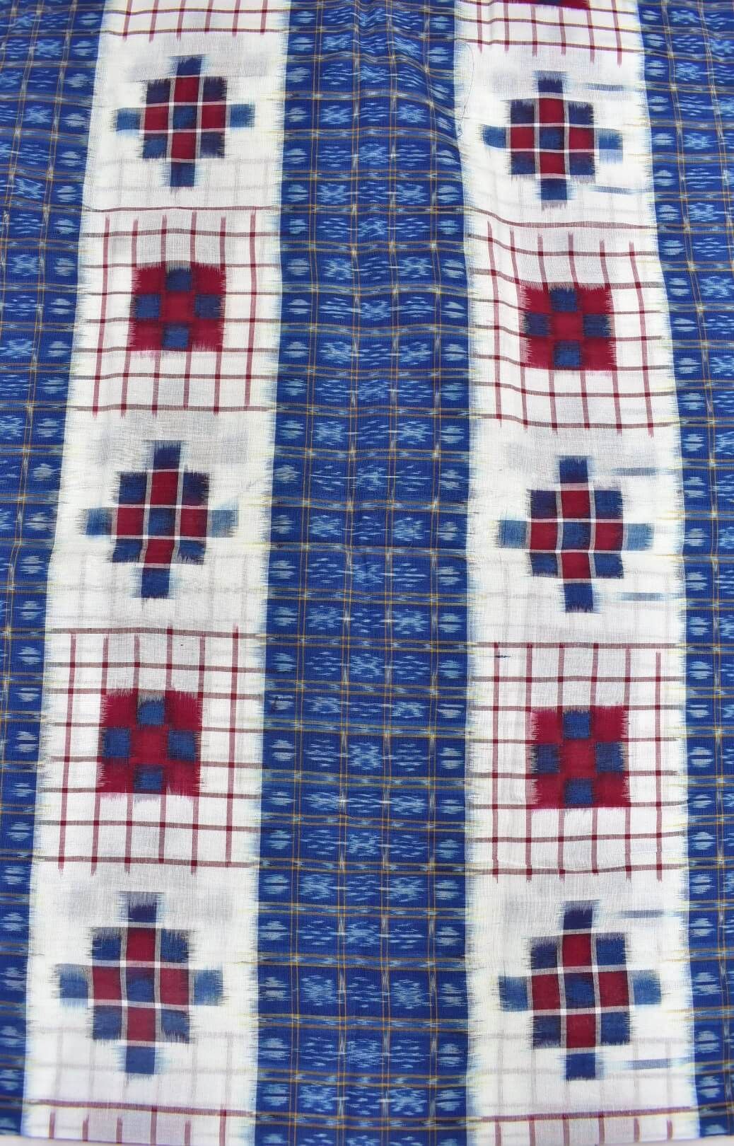 Red-Blue Sambalpuri Handloom Cotton Fabrics - Image 3