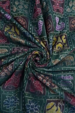 Green Colour  Sambalpuri Handloom Cotton Fabrics