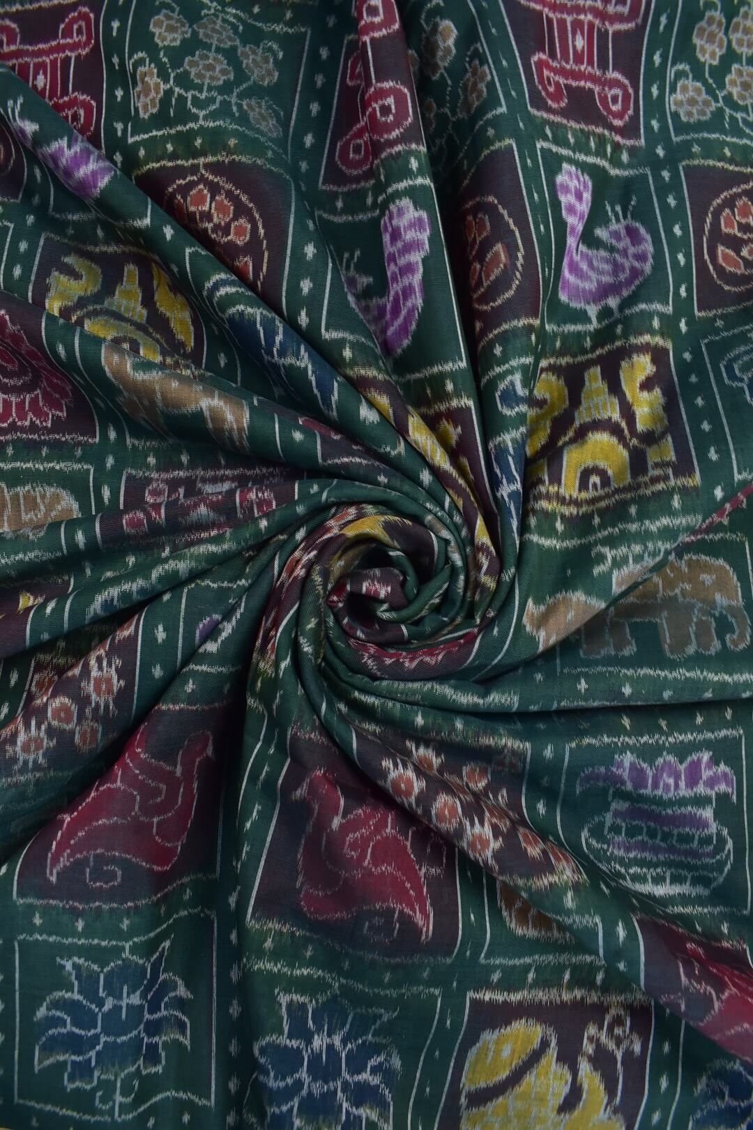 Green Colour Sambalpuri Handloom Cotton Fabrics