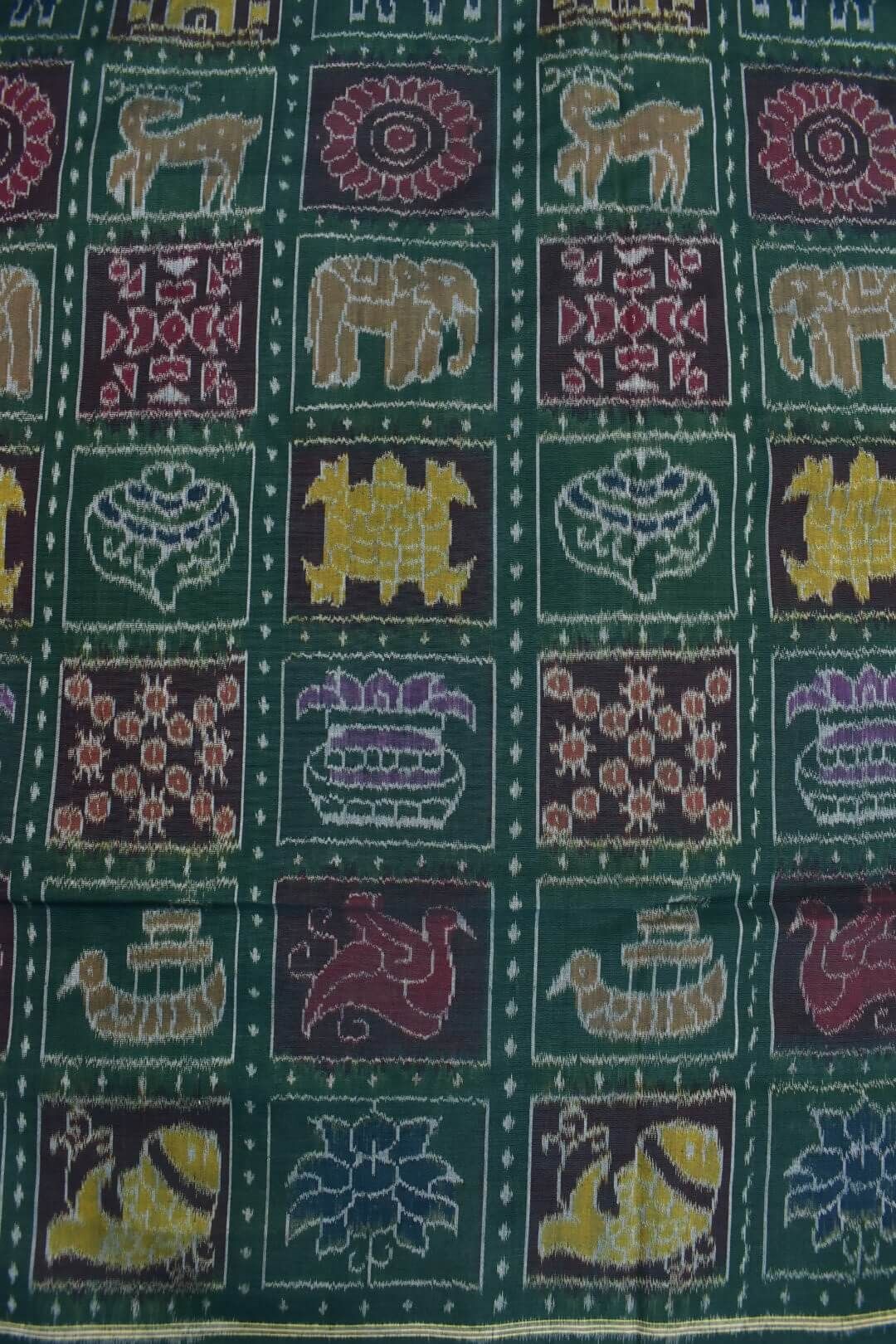 Green Colour Sambalpuri Handloom Cotton Fabrics - Image 3