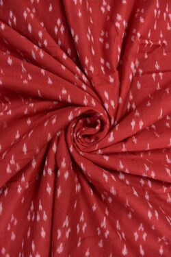 Red Colour Ikkat Design Pochampally Handloom Cotton Fabric