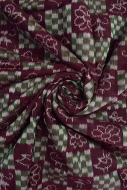 Green-Maroon Colour  Sambalpuri Handloom Cotton Fabrics