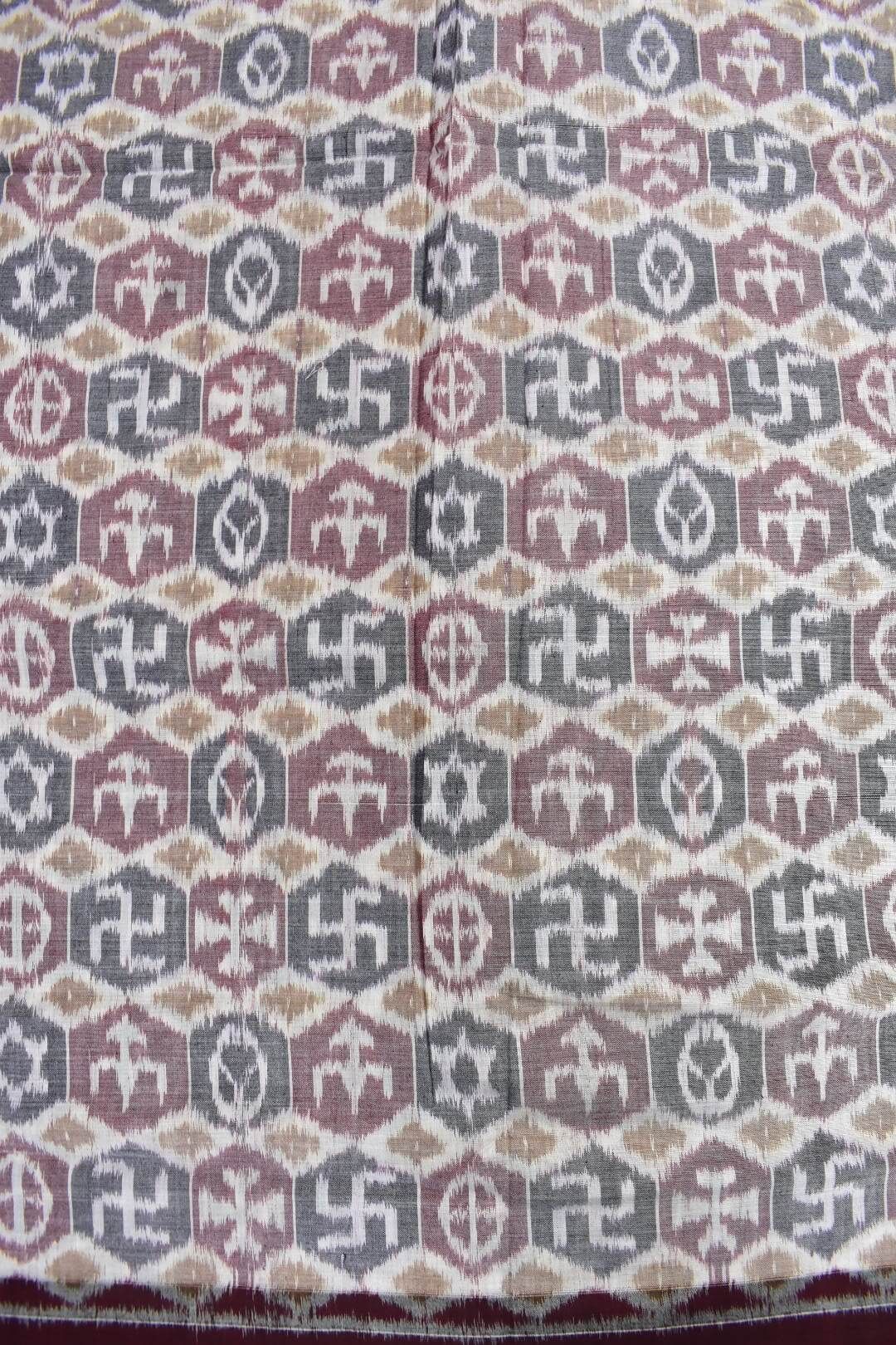 White Colour Sambalpuri Handloom Cotton Fabrics - Image 3