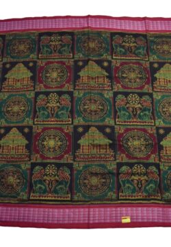 Black-Red Colour Sambalpuri Handloom Bandha Cotton Saree