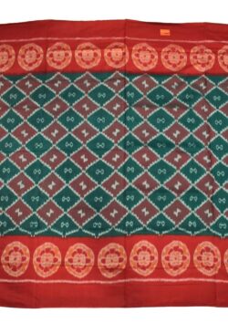 Green-Red Colour Plane Border  Sambalpuri Handloom Bandha Cotton Saree
