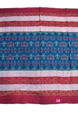 Green-Red Colour Plane Border Sambalpuri Handloom Bandha Cotton Saree