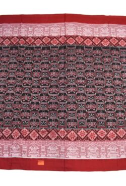 Black-Red Colour Plane Border Sambalpuri Handloom Bandha Cotton Saree