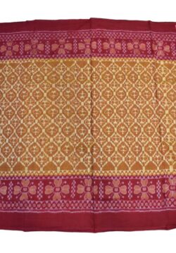 Orange Colour Plane Border Sambalpuri Handloom Bandha Cotton Saree