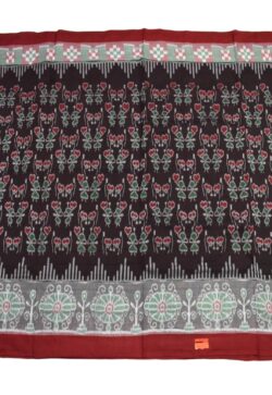 Black-Red Colour Plane Border Sambalpuri Handloom Bandha Cotton Saree