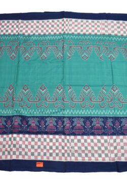 Green Colour Plane Border Sambalpuri Handloom Bandha Cotton Saree