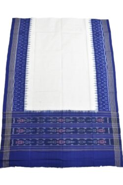 White-Blue Combination Sambalpuri Handloom Cotton Dupatta