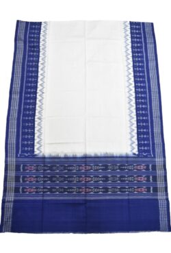 White-Blue Combination Sambalpuri Handloom Cotton Dupatta