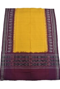 Yellow-Maroon Combination Sambalpuri Handloom Cotton Dupatta