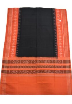 Black-Orange Colour Sambalpuri Handloom Cotton Dupatta