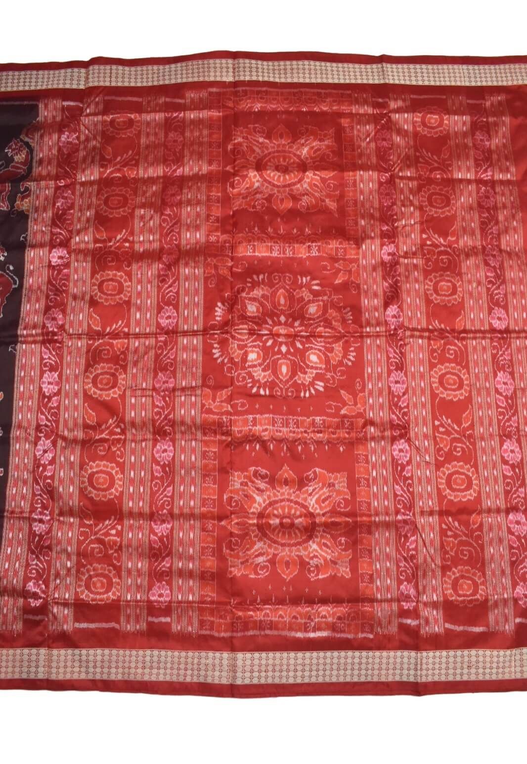 Maroon Colour Sambalpuri Handloom Bandha Silk Saree - Image 2