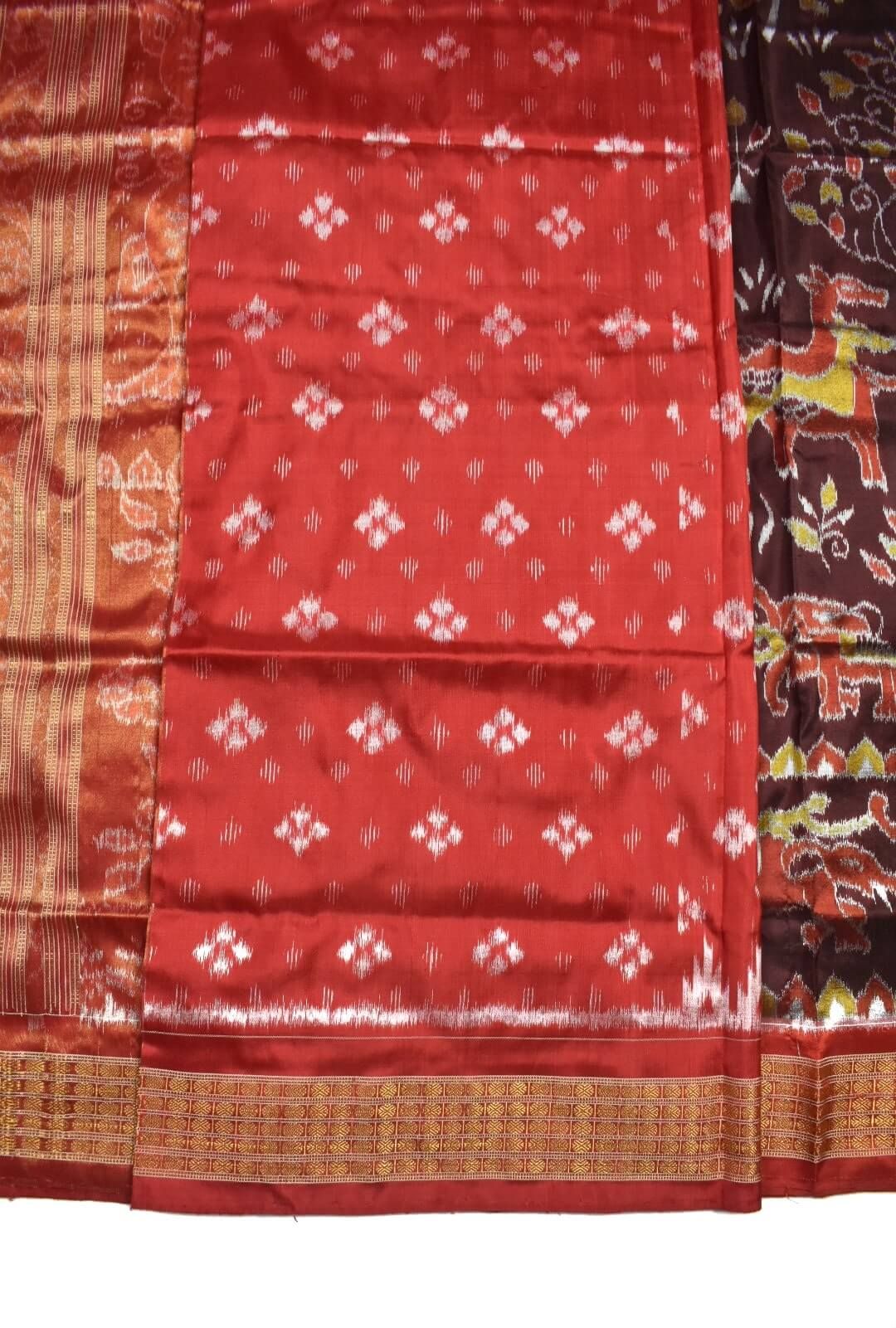 Maroon Colour Sambalpuri Handloom Bandha Silk Saree - Image 5