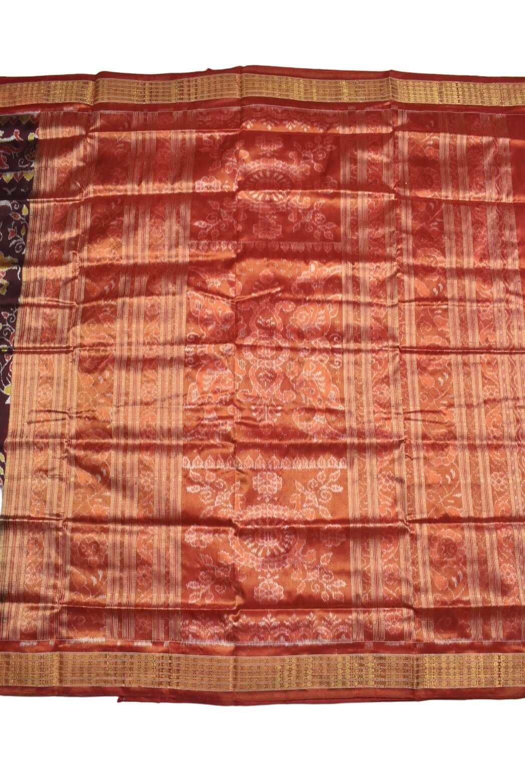 Maroon Colour Sambalpuri Handloom Bandha Silk Saree - Image 2