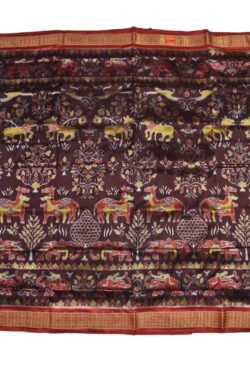 Maroon Colour Sambalpuri Handloom Bandha Silk Saree